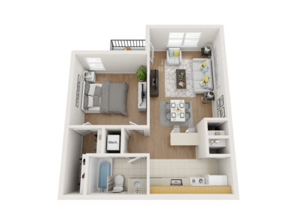 1 Bed / 1 Bath / 680 sq ft / Availability: Please Call / Deposit: $500 / Rent: $1,035